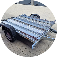 Motorradanhänger mit Kippfunktion für 3 Motorräder 750kg inklusive Spanngurte